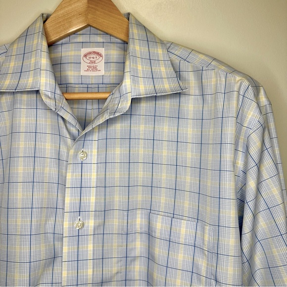 Brooks Brothers 346 Regular Fit All Cotton Blue Button Plaid Shirt 17-6/7 - Picture 2 of 8